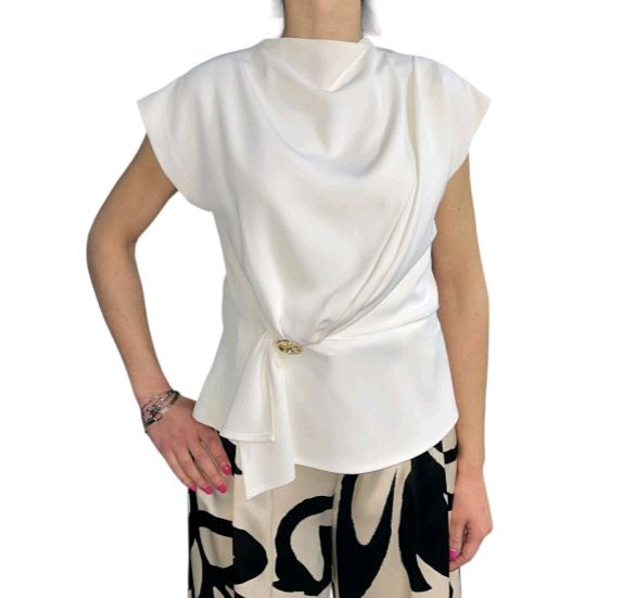 kocca blusa CON DRAPPEGGIO E BOTTONE GIOIELLO elvi